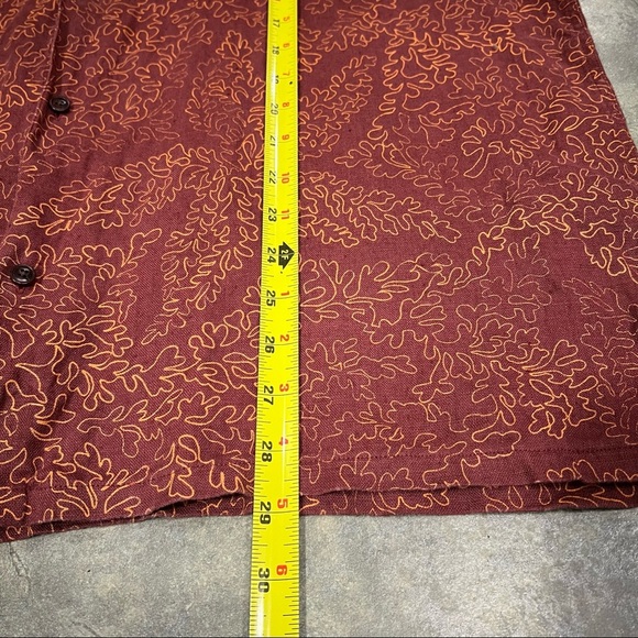 Ted Baker Men 5 US L Chaplin Coral Print 100% Linen Short Sleeve Button-Up Shirt - Picture 8 of 10